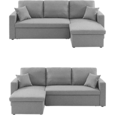 Corner Sofas Sweeek Reversible Corner Light Grey Sofa 219cm 3 Seater