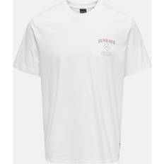 Only & Sons Dam T-shirts Only & Sons – Vit t-shirt regular fit med Sunday-tryck baktill-Vit/a