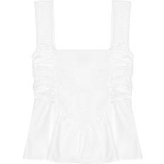 Clothing Ganni CottonPoplin Smock Strap Top in White Women's