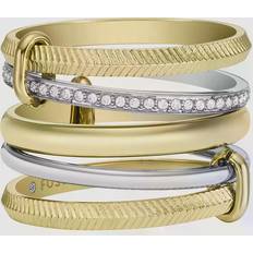 Fossil Rings Fossil Harlow Linear Texture Two-Tone Stainless Steel Prestack Ring JF04592998