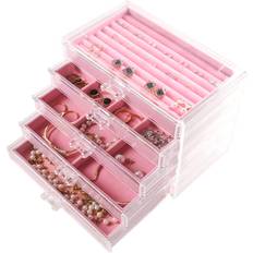 Transparent Jewellery Storage Jewelry box acrylic earring storage organizer holder tray case pink frebeauty 3.77 Pounds