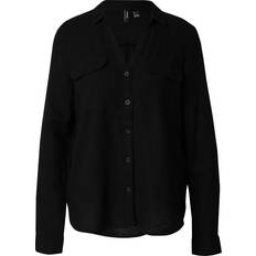 Linne Blusar Vero Moda Vmlinn Skjorta Black