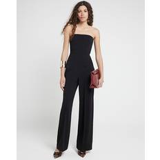 Clothing River Island Womens Black Bandeau Wide Leg Jumpsuit