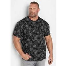 Clothing BadRhino Aop Outline Leaf Short Sleeve T-shirt, Black, 4Xl, Men