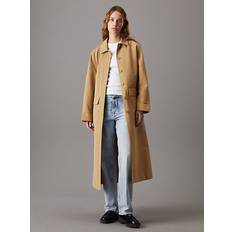 Calvin Klein Polyester Kappor & Rockar Calvin Klein Long Bonded Coat Beige