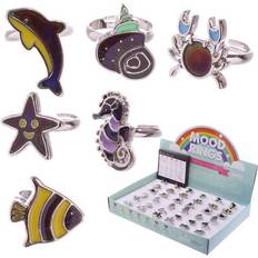 Children Rings Puckator Mood ring cute kids sealife design adjustable assorted design mood ring gifts