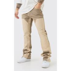 Beige - Men Jeans boohooMAN Mens Slim Rigid Flare Overdye Carpenter Jeans Beige 32R