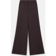 Womens Dark Chocolate Wide-leg High-rise Wool Trousers