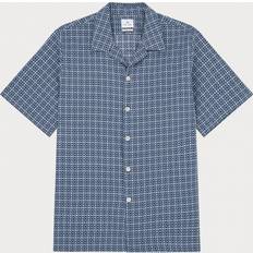 Paul Smith Men Shirts Paul Smith Short Sleeve Geo Shirt, Blue