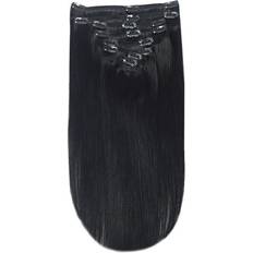 Cliphair 130g Clip In Hair Extensions Human Hair Full Head Jet Black #1, 20"