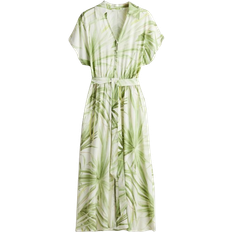 Dresses H&M Tie Belt Shirt Dress - White/Palm Leaves