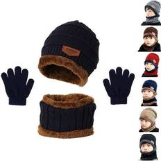 Accessories Yuanbang Sold by: Co.ltd, Children Winter Hat Winter Scarf Touchscreen Gloves Children Knitting Hat Beanie Hat With Scarf For Children Gift With Fleece Fodder Hat Scarf Sets For Girls Boys for 2-8 Years Old Navy blue