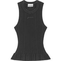 Viscosa Canottiere Ganni Ribbed LENZING ECOVERO Viscose-Blend Tank Top Black