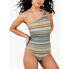 Multicoloured Swimsuits Accessorize Crochet One Shoulder Swimsuit, Multi