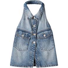 Blå - Denim/Jeansstof Jakkesæt Bershka Habitvest med halterneck denim blå vintage-vask