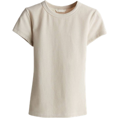 Damen - Slim-fit T-Shirts H&M Geripptes T-shirt - Light Beige