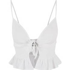 Urban Classics Bluser Urban Classics Top Waffle Pique Ruffle Top till Damer hvid