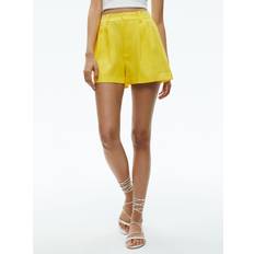 Linen Shorts Alice + Olivia Conry Pleated Shorts HAPPY YELLOW