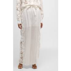 Zimmermann Byxor Zimmermann Halliday Lace Flower Pantaloni - White