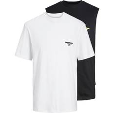 Jack & Jones herr-t-shirt och linne topp set, Svart/förpackning: w. Ljusvit Ss