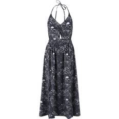 EMP Black Premium by EMP Double Slit Dress with Roses and Skulls Long dress black