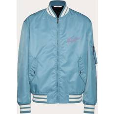 Valentino Outerwear Valentino NYLON BOMBER JACKET WITH EMBROIDERY AND VLOGO SIGNATURE PRINT STONE