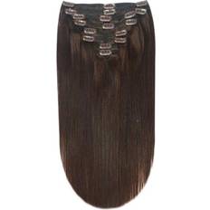 Cliphair 130g Clip In Hair Extensions Human Hair Full Head Dark Brown #3, 20" 130g