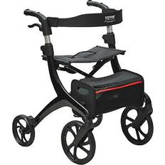 VEVOR folding rollator walker for seniors aluminum rolling walker 300lb capacity Black