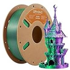 Eryone Silk Dual Color Filament PLA 3D Printer 1.75mm, -0.03mm, Coextrusion Filament PLA Shiny Filament 1kg2.2lbs,Purple & Green