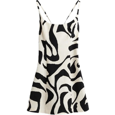 Midikleider - Slim-fit H&M Strap Dress - Cream/Black Patterned