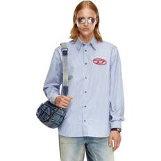 Diesel Shirts Diesel Striped shirt with Oval embroidery Camicie Uomo Blu