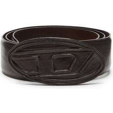 Diesel Men Belts Diesel Leather Belt with Leather-Covered Buckle - Brown