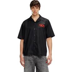 Diesel Herr Linnen Diesel Chemise Bowling Avec Logo Brodé - Noir