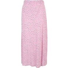 Blommiga Kjolar Pieces Petite – Rosa, blommig midikjol med sidoslits-Pink