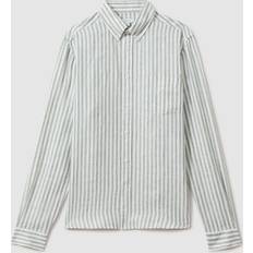 Man - Striped Shirts Reiss Queens Bengal Stripe Linen Shirt, Sage