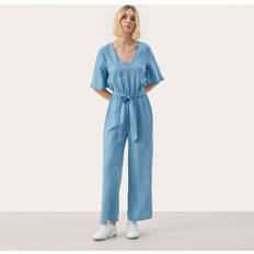 Part Two Jumpsuits & Overalls Part Two Adrienne Half Sleeve Belted Jumpsuit, Blue