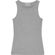 Ganni Toppe Ganni T3933 Soft Cotton Rib Tank Top Paloma Melange