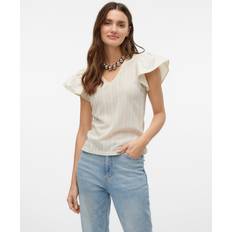 Luonnonväri Puserot Vero Moda Toppi vmNaja SS V-neck Top - Beige