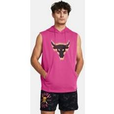 Men - Pink Sweaters Under Armour Men's Project Rock Fleece Payoff Sleeveless Hoodie Pink