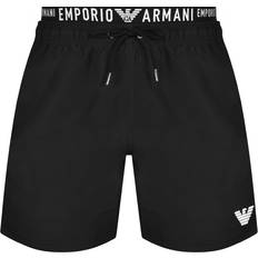 Armani Men Swimwear Armani Double Waistband Swim Shorts Black