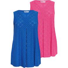 Clothing Yours Curve Broidery Pleat Swing Vest Pack Cobalt/ Hot Pink, Blue, 22-24, Women