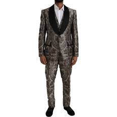 Multifarvet Jakkesæt Dolce & Gabbana Brun Floral Jacquard Formal Piece Suit No Color