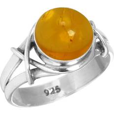 Amber Jewelry Jeweloporium November Birthstone Elegant Ring - Silver/Orange