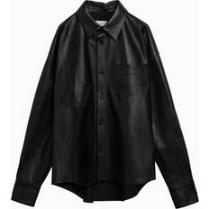 Leather - Men Tops Ami Paris Black Leather Long Sleeved Shirt