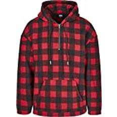 Urban Classics Herren TB3803-Patterned Polar Fleece Half Zip Hoody Kapuzenpullover, redcheck