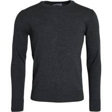 Dolce & Gabbana Gray Sweaters Dolce & Gabbana Dark Gray Wool Crew Neck Pullover Men's Sweater