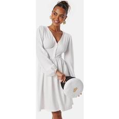 Structure Button Short Dress White