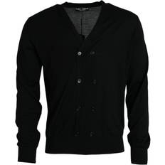 Cardigans Dolce & Gabbana Black Cashmere Knit Long Sleeves Cardigan Men's Sweater