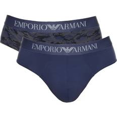 Emporio Armani Cotton Stretch Print Briefs 2P Blå Mønster bomull Herre