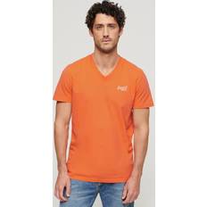 Superdry Herren Essential Logo T-Shirt aus Bio-Baumwolle mit V-Ausschnitt Orange Größe: